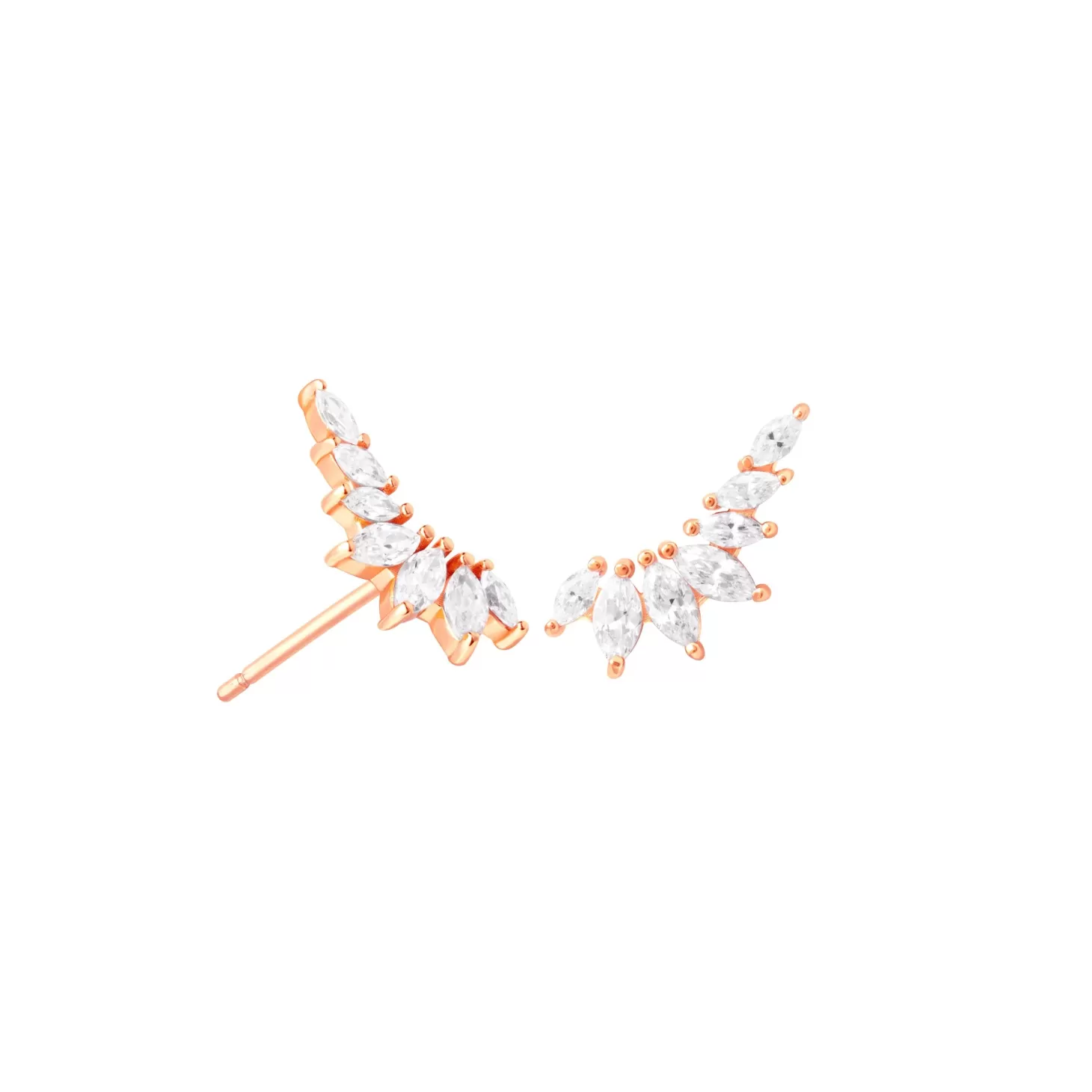 Astrid & Miyu Glimmer Navette Stud Earrings In Rose Gold 18K Rose Gold Plated Sterling Silver Clearance