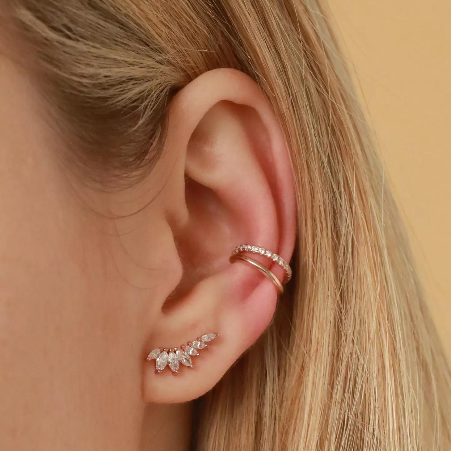 Astrid & Miyu Glimmer Navette Stud Earrings In Rose Gold 18K Rose Gold Plated Sterling Silver Clearance