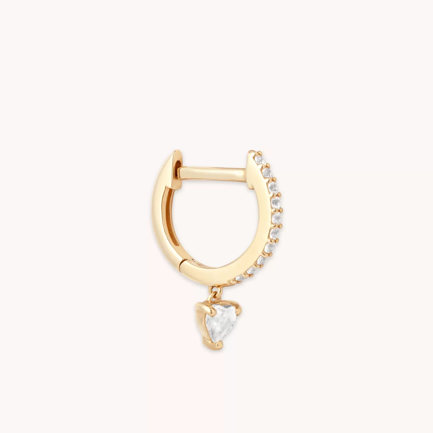 Astrid & Miyu Heart Gem Drop Piercing Hoop In Solid Gold 14K Solid Gold Outlet