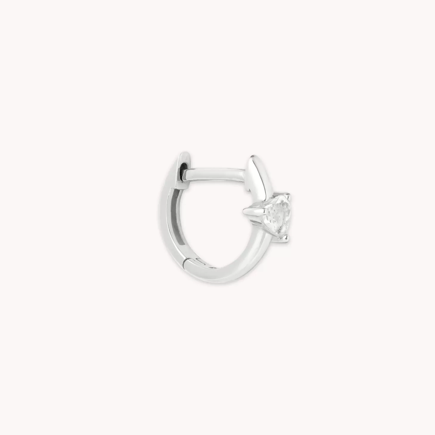 Astrid & Miyu Heart Gem Piercing Hoop In Solid White Gold 14K White Gold Hot