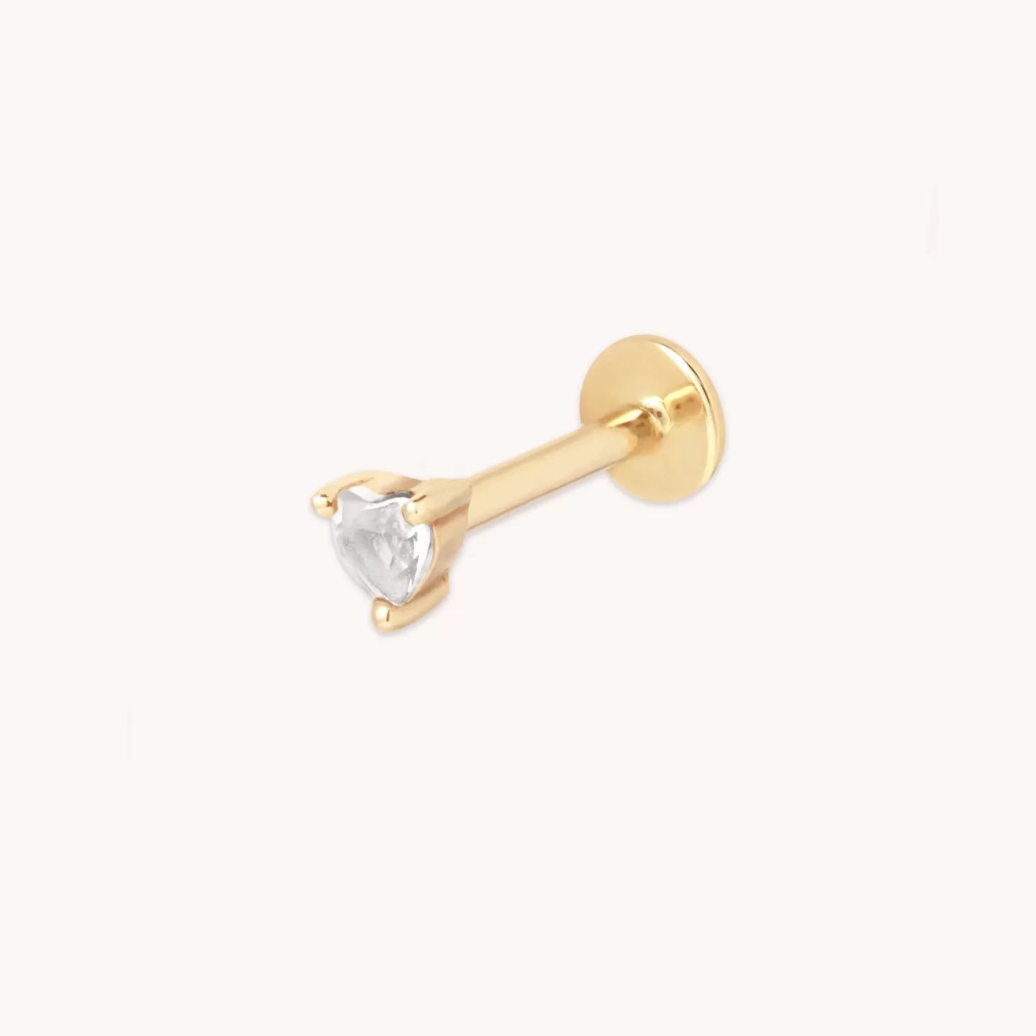 Astrid & Miyu Heart Gem Piercing Stud In Solid Gold 14K Gold Clearance