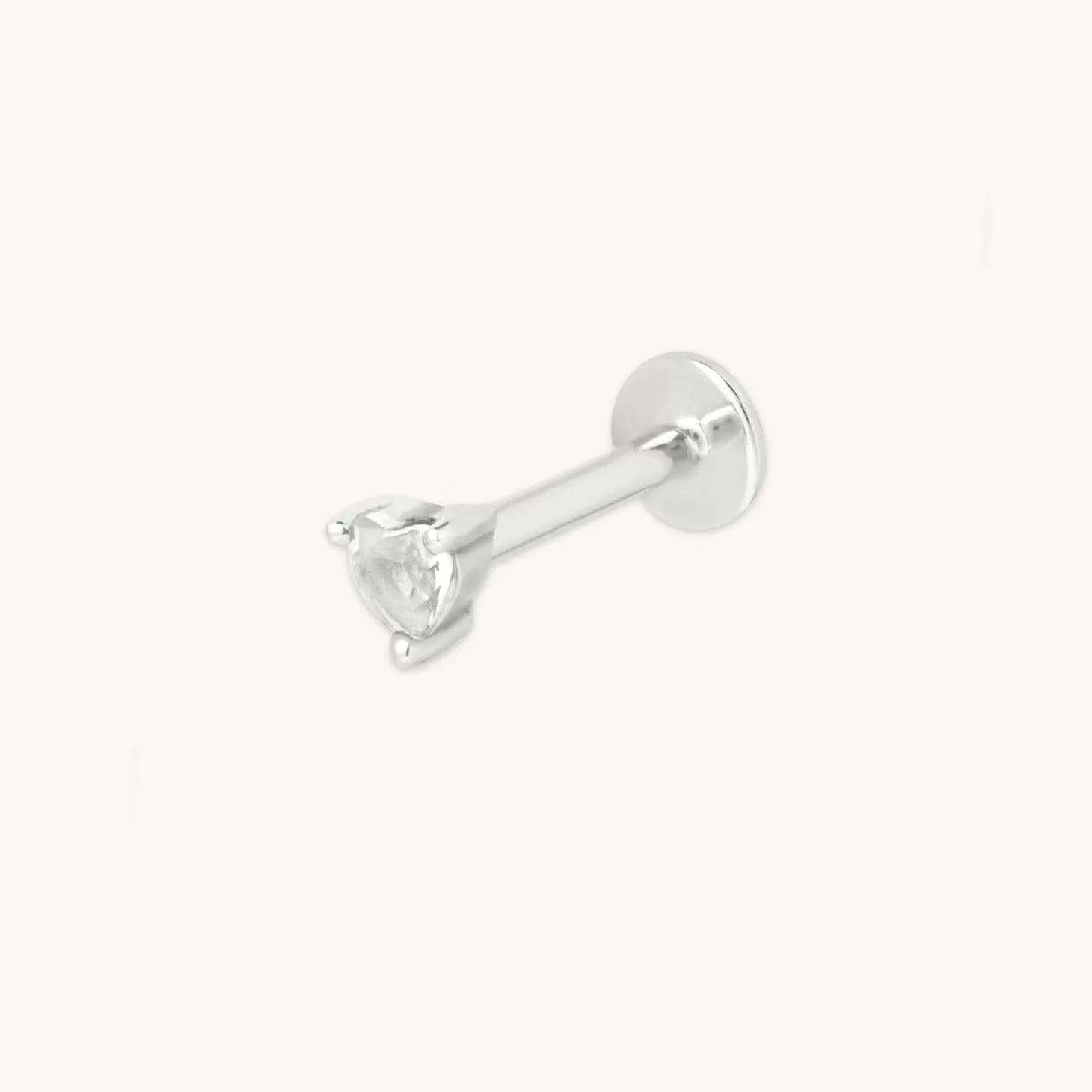 Astrid & Miyu Heart Gem Piercing Stud In Solid White Gold 14K White Gold Clearance