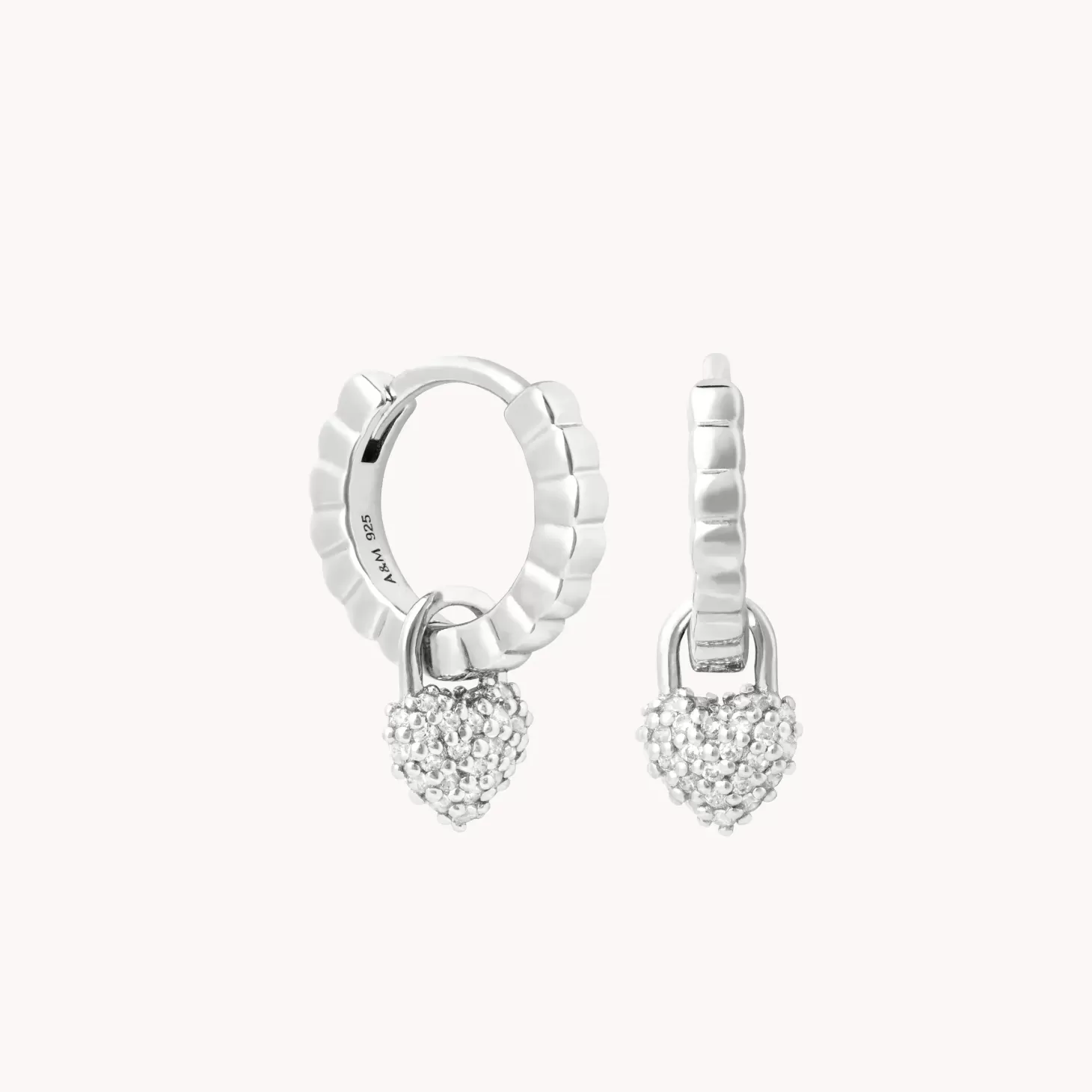 Astrid & Miyu Heart Pave Charm Huggies In Silver Rhodium Plated Sterling Silver Cheap