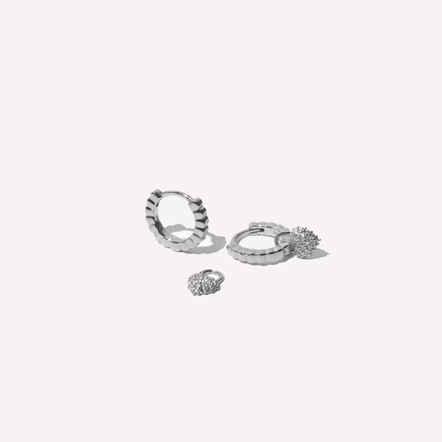 Astrid & Miyu Heart Pave Charm Huggies In Silver Rhodium Plated Sterling Silver Cheap