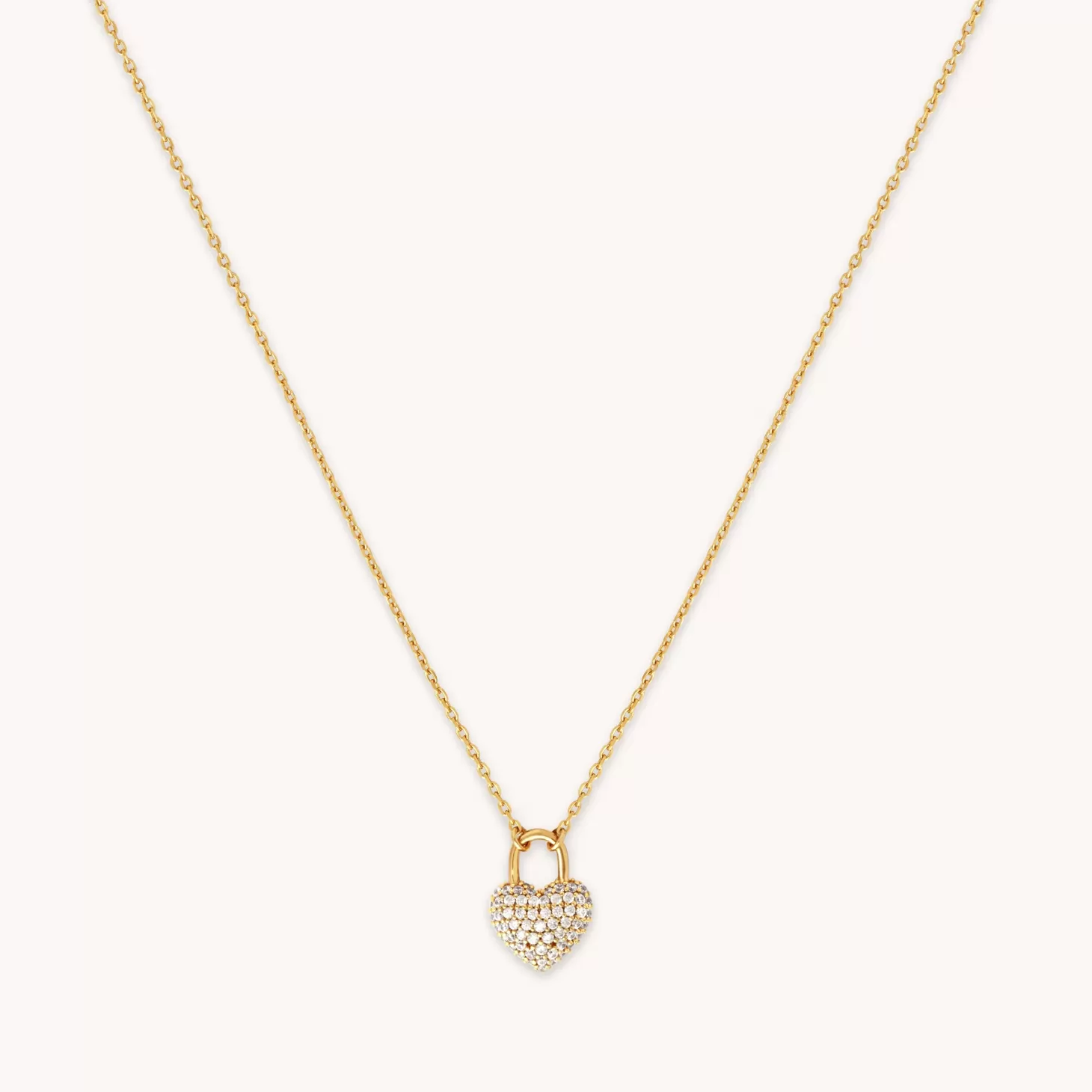 Astrid & Miyu Heart Pave Pendant Necklace In Gold 18K Gold Plated Sterling Silver Hot