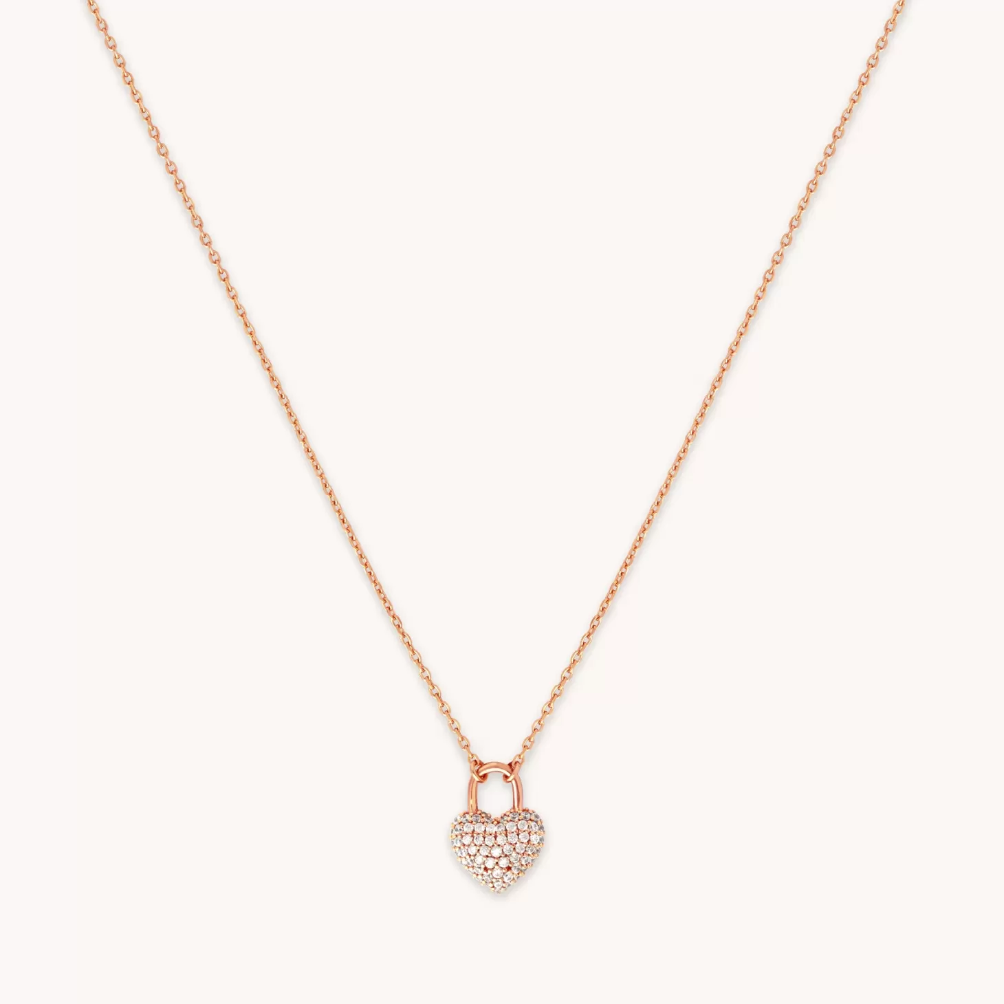 Astrid & Miyu Heart Pave Pendant Necklace In Rose Gold 18K Rose Gold Plated Sterling Silver Cheap