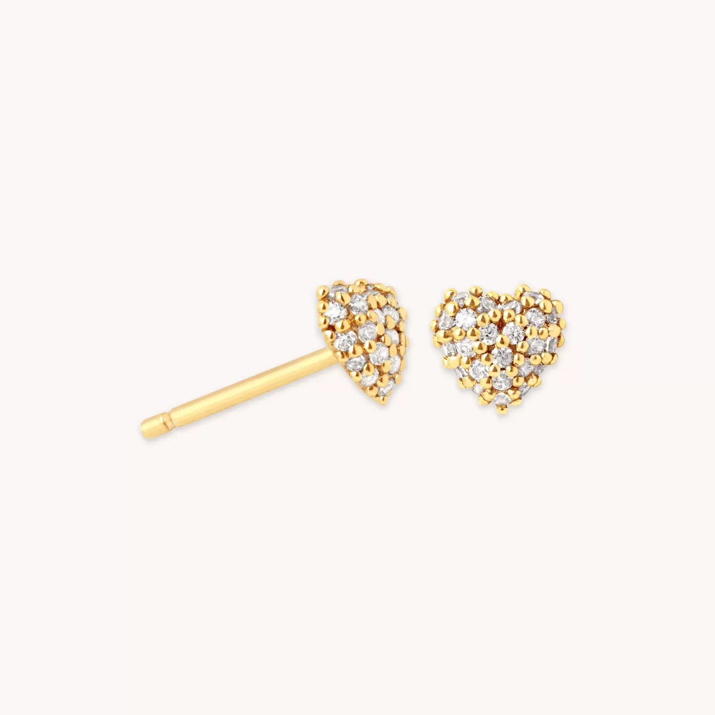 Astrid & Miyu Heart Pave Stud Earrings In Gold 18K Gold Plated Sterling Silver Cheap