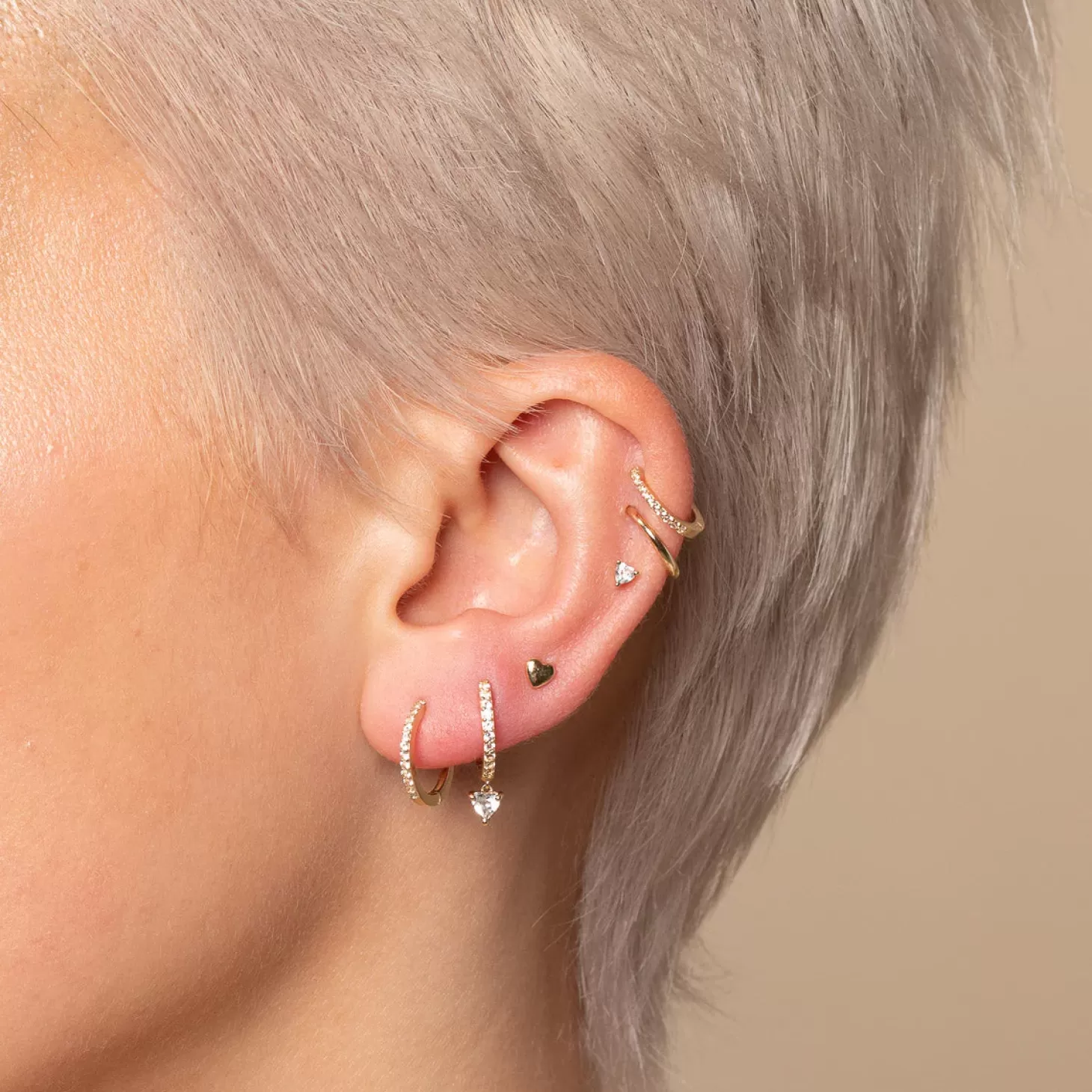 Astrid & Miyu Heart Piercing Stud In Solid Gold 14K Gold Sale