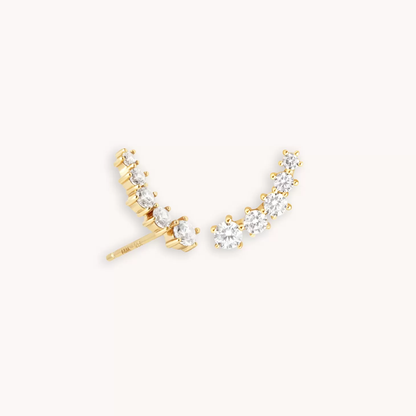 Astrid & Miyu Illume Crystal Climber Stud Earrings In Gold 18K Gold Plated Sterling Silver Clearance