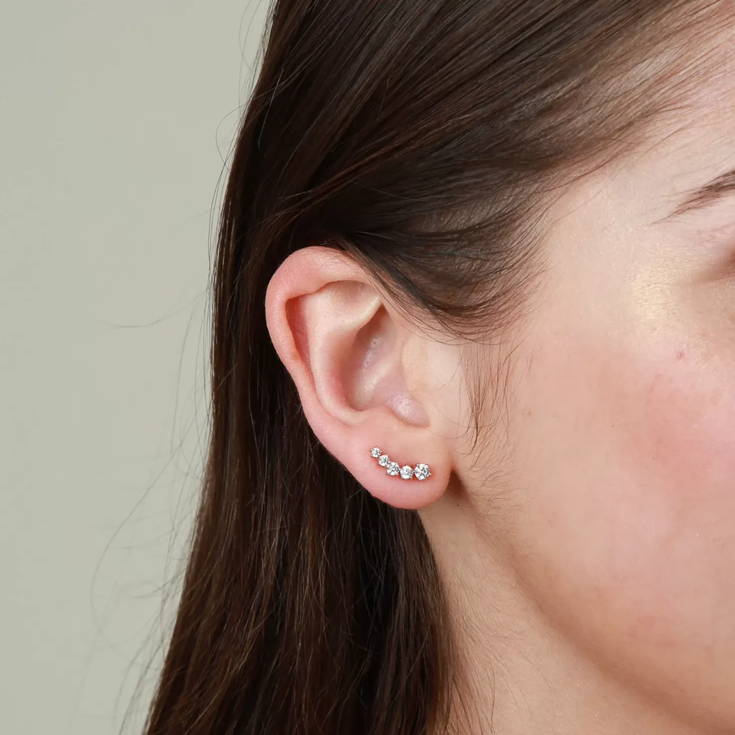 Astrid & Miyu Illume Crystal Climber Stud Earrings In Gold 18K Gold Plated Sterling Silver Clearance