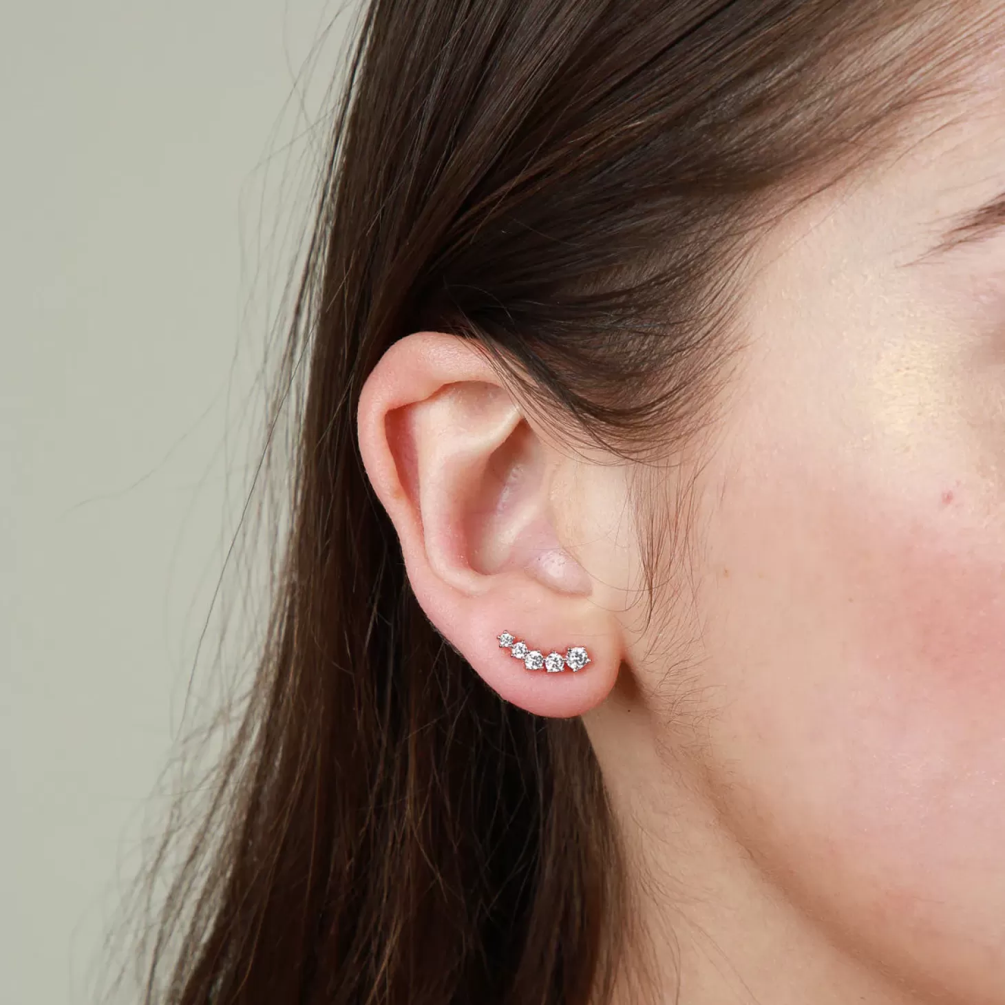 Astrid & Miyu Illume Crystal Climber Stud Earrings In Rose Gold 18K Rose Gold Plated Sterling Silver Shop