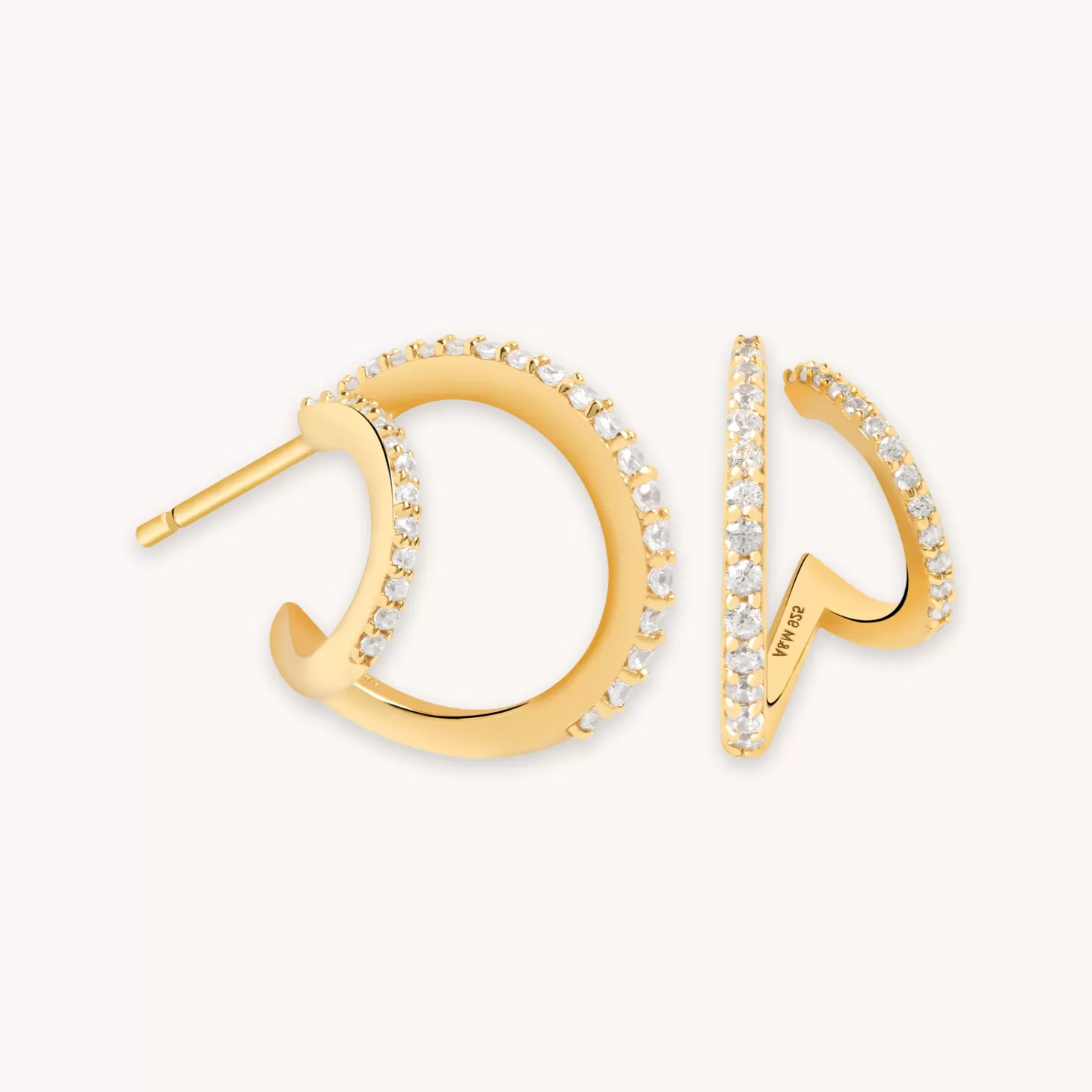 Astrid & Miyu Illusion Crystal Hoops In Gold 18K Gold Plated Sterling Silver Cheap