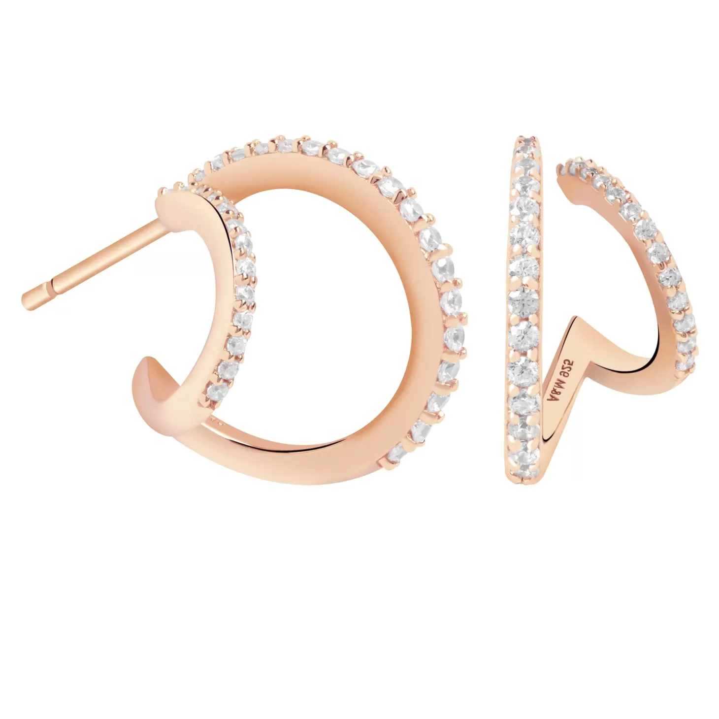 Astrid & Miyu Illusion Crystal Hoops In Rose Gold 18K Rose Gold Plated Sterling Silver Best
