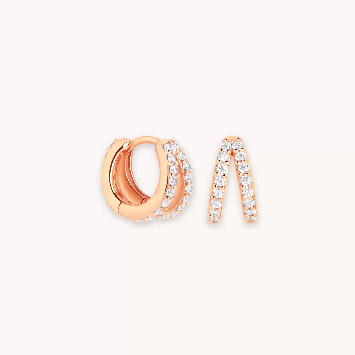 Astrid & Miyu Illusion Crystal Huggies In Rose Gold 18K Rose Gold Plated Sterling Silver Clearance