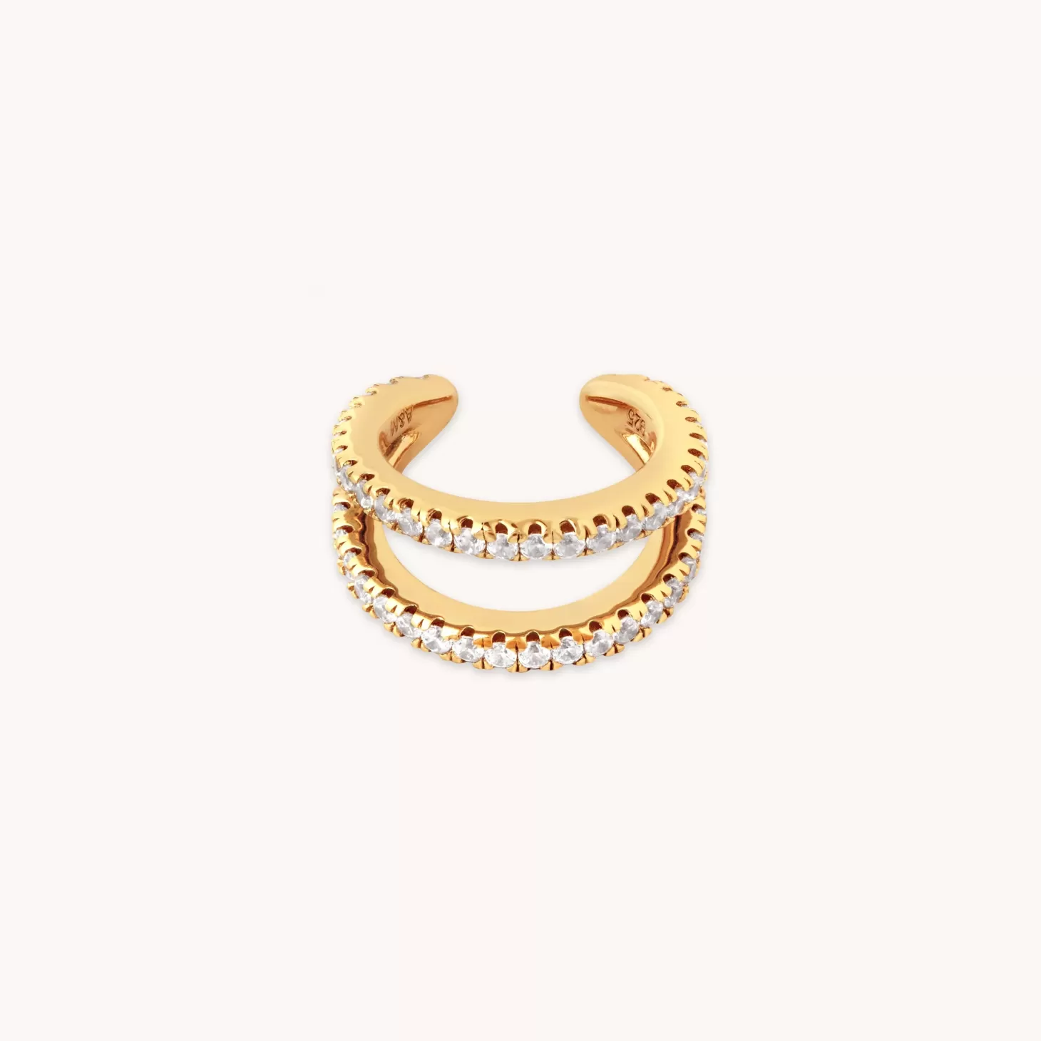 Astrid & Miyu Illusion Double Crystal Ear Cuff In Gold 18K Gold Plated Sterling Silver Outlet