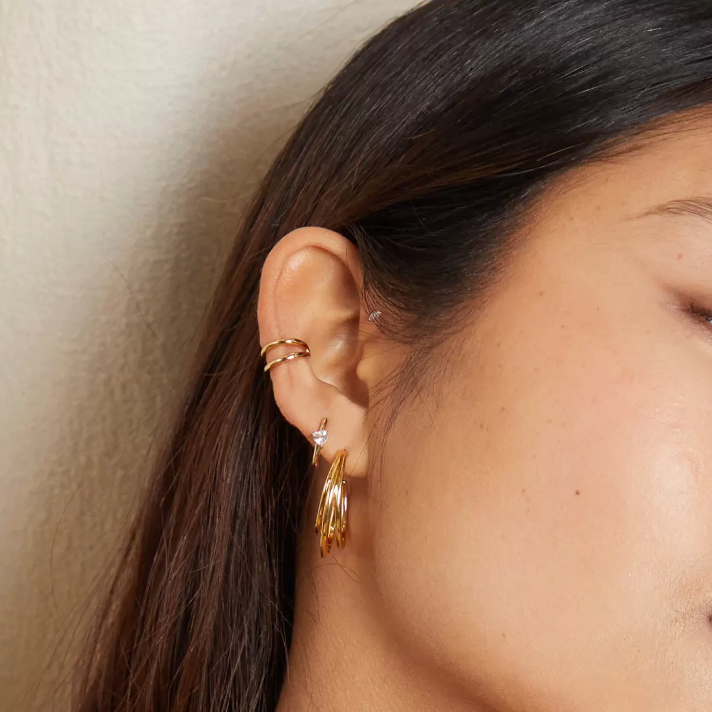 Astrid & Miyu Illusion Essential Ear Cuff In Gold 18K Gold Plated Sterling Silver Store