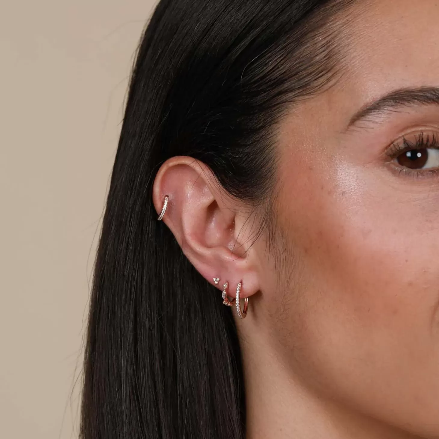 Astrid & Miyu Jewelled Hoop 8Mm In Rose Gold 18K Rose Gold Plated Sterling Silver Discount