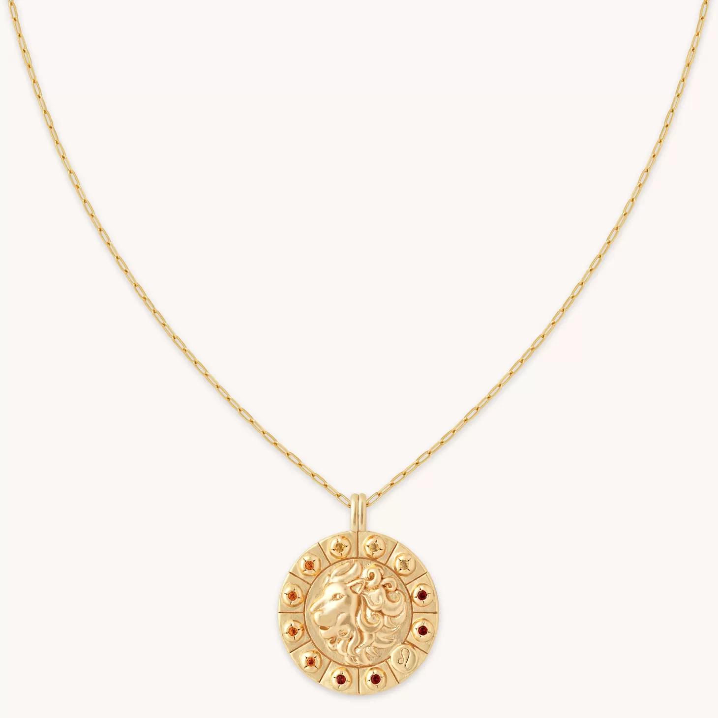 Astrid & Miyu Leo Bold Zodiac Pendant Necklace In Gold 18K Gold Plated Sterling Silver Outlet