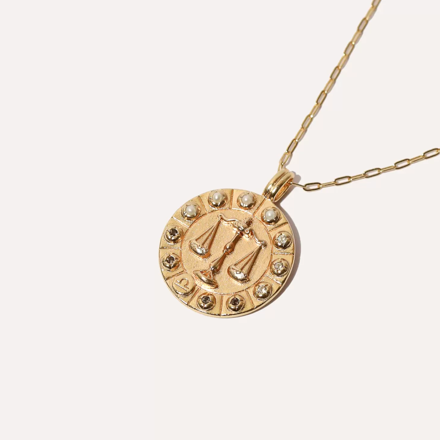 Astrid & Miyu Libra Bold Zodiac Pendant Necklace In Gold 18K Gold Plated Sterling Silver Fashion