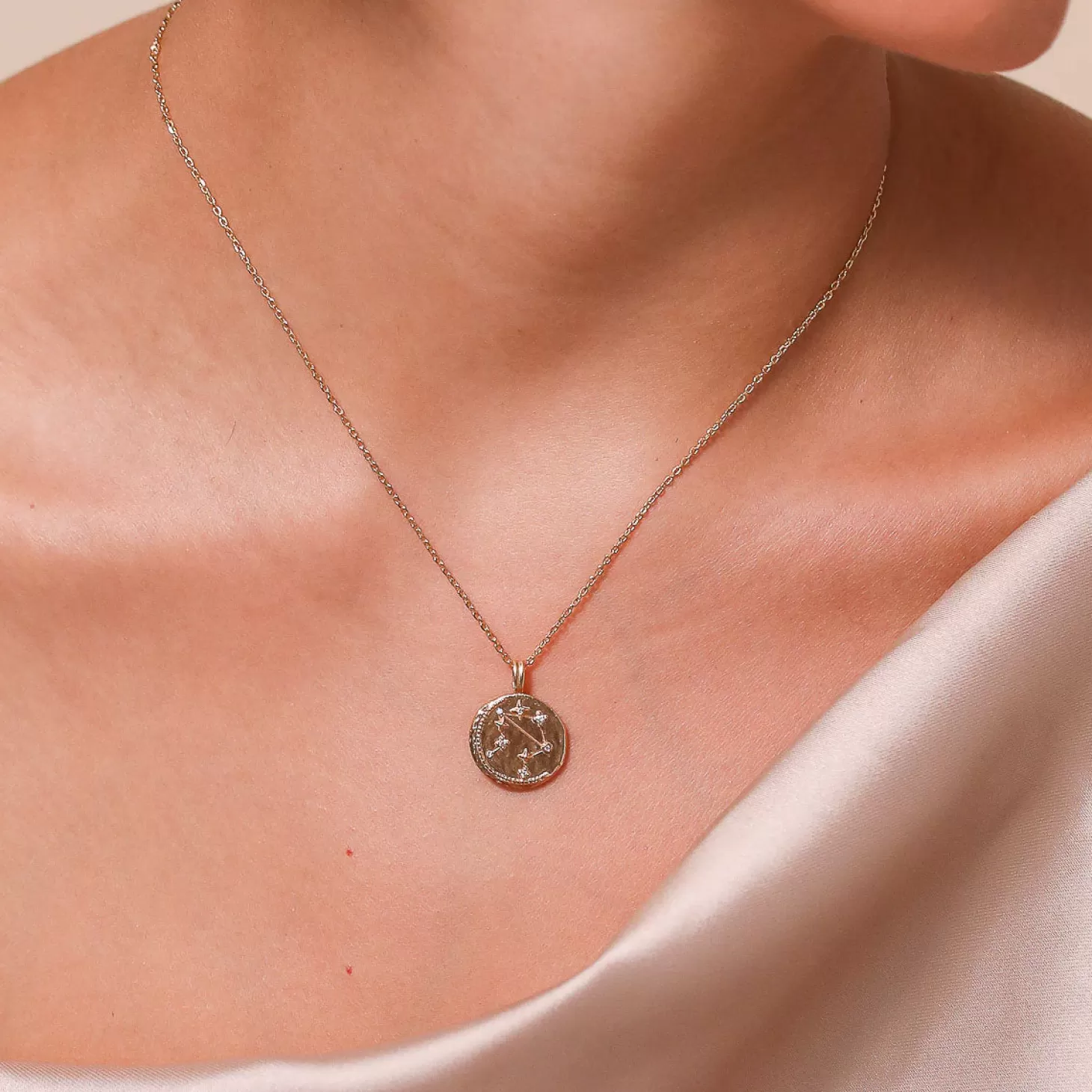 Astrid & Miyu Libra Zodiac Pendant Necklace In Gold 18K Gold Plated Sterling Silver Cheap