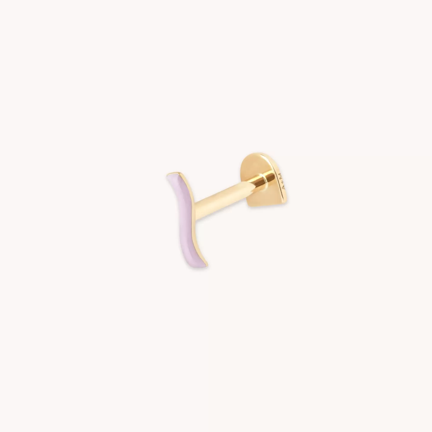 Astrid & Miyu Lilac Enamel Wave Piercing Stud In Solid Gold 14K Gold Fashion