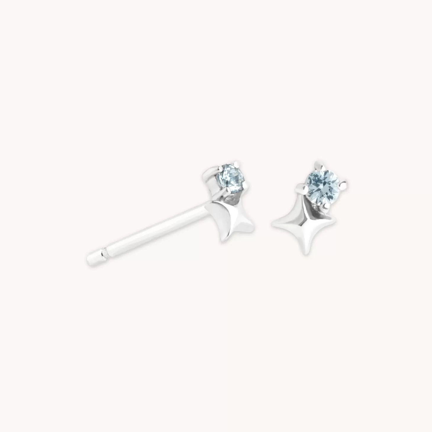 Astrid & Miyu March Birthstone Earrings In Solid White Gold 14K White Gold Clearance