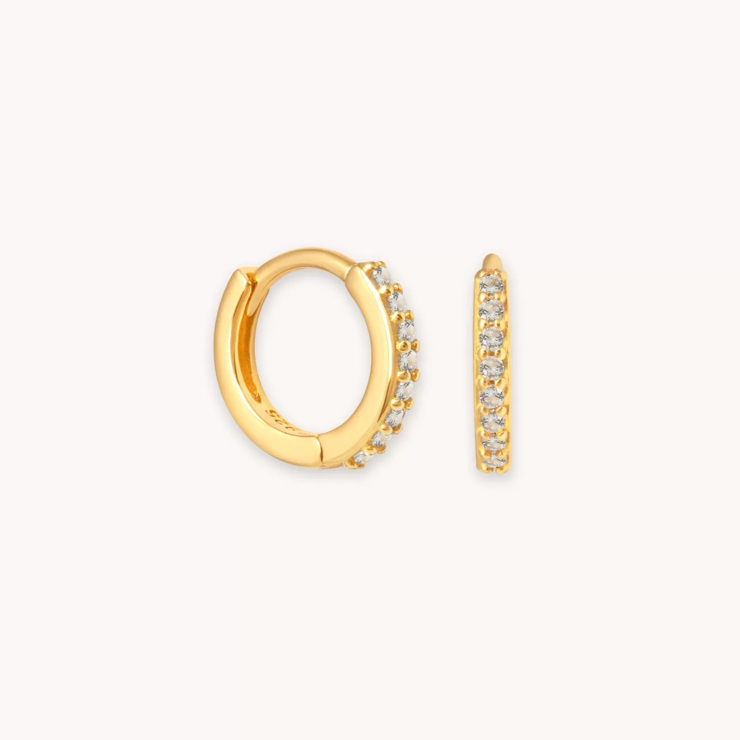 Astrid & Miyu March Birthstone Huggies In Gold With Aquamarine Cz 18K Gold Plated Sterling Silver Shop