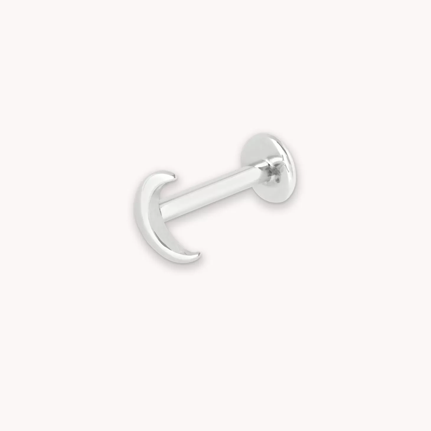 Astrid & Miyu Moon Piercing Stud In Solid White Gold 14K White Gold New