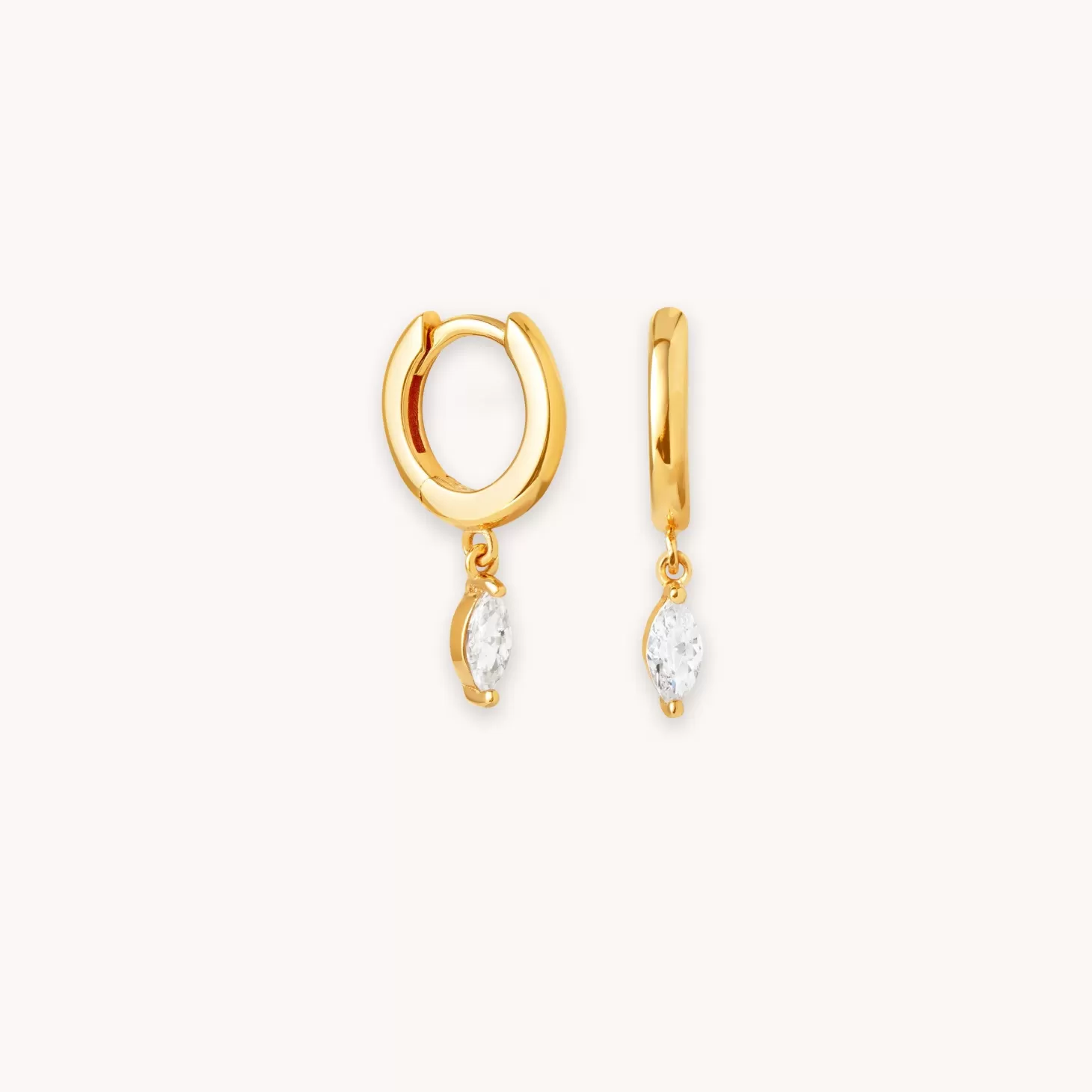 Astrid & Miyu Navette Charm Huggies In Gold 18K Gold Plated Sterling Silver Online