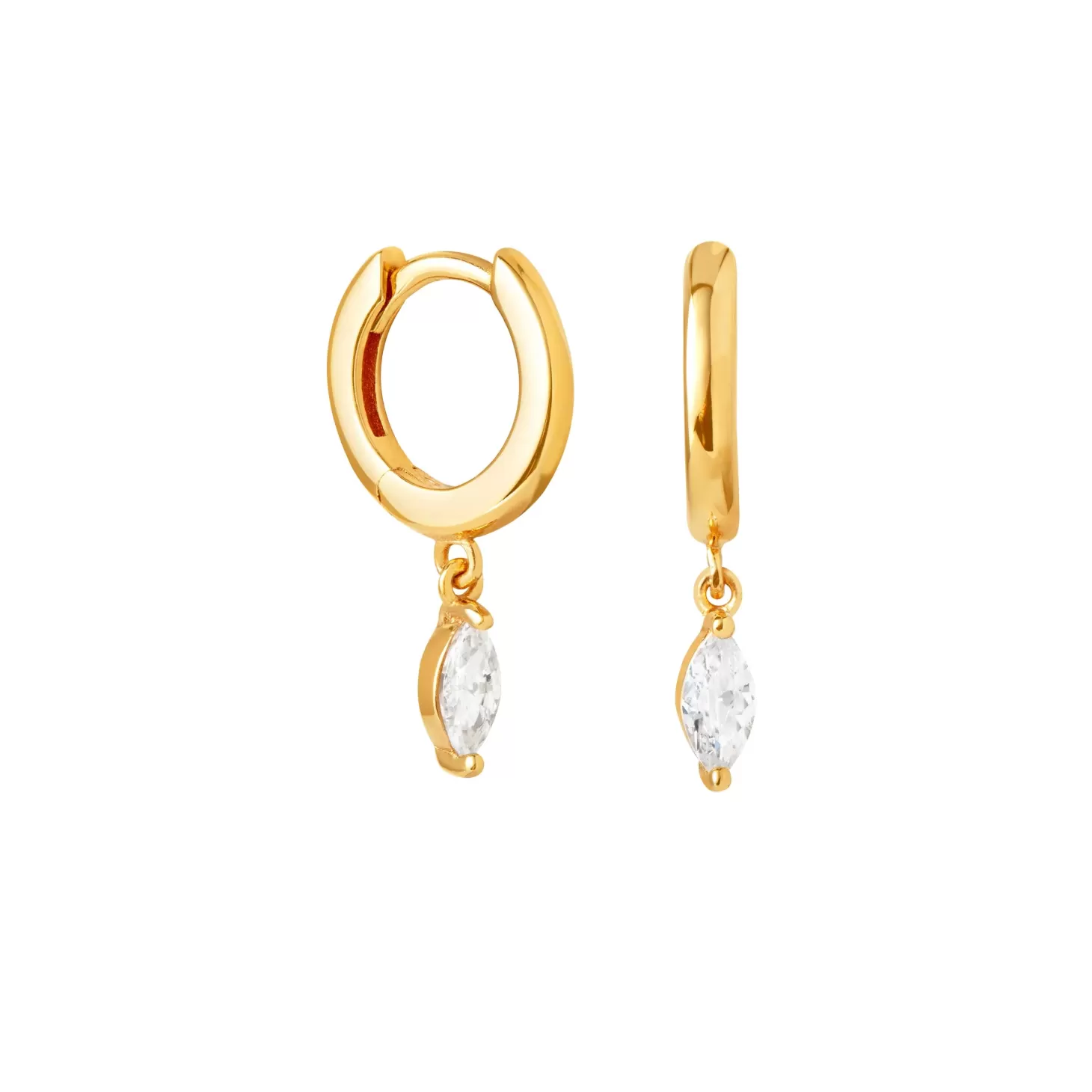 Astrid & Miyu Navette Charm Huggies In Gold 18K Gold Plated Sterling Silver Online