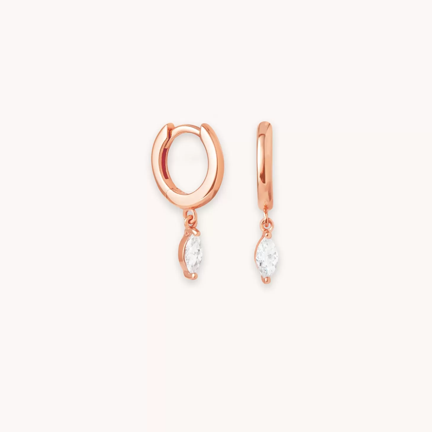 Astrid & Miyu Navette Charm Huggies In Rose Gold 18K Rose Gold Plated Sterling Silver Best Sale