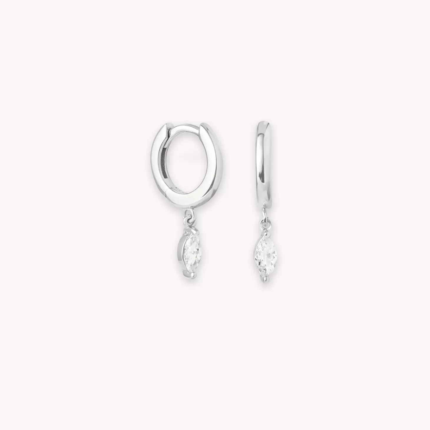 Astrid & Miyu Navette Charm Huggies In Silver Rhodium Plated Sterling Silver Cheap