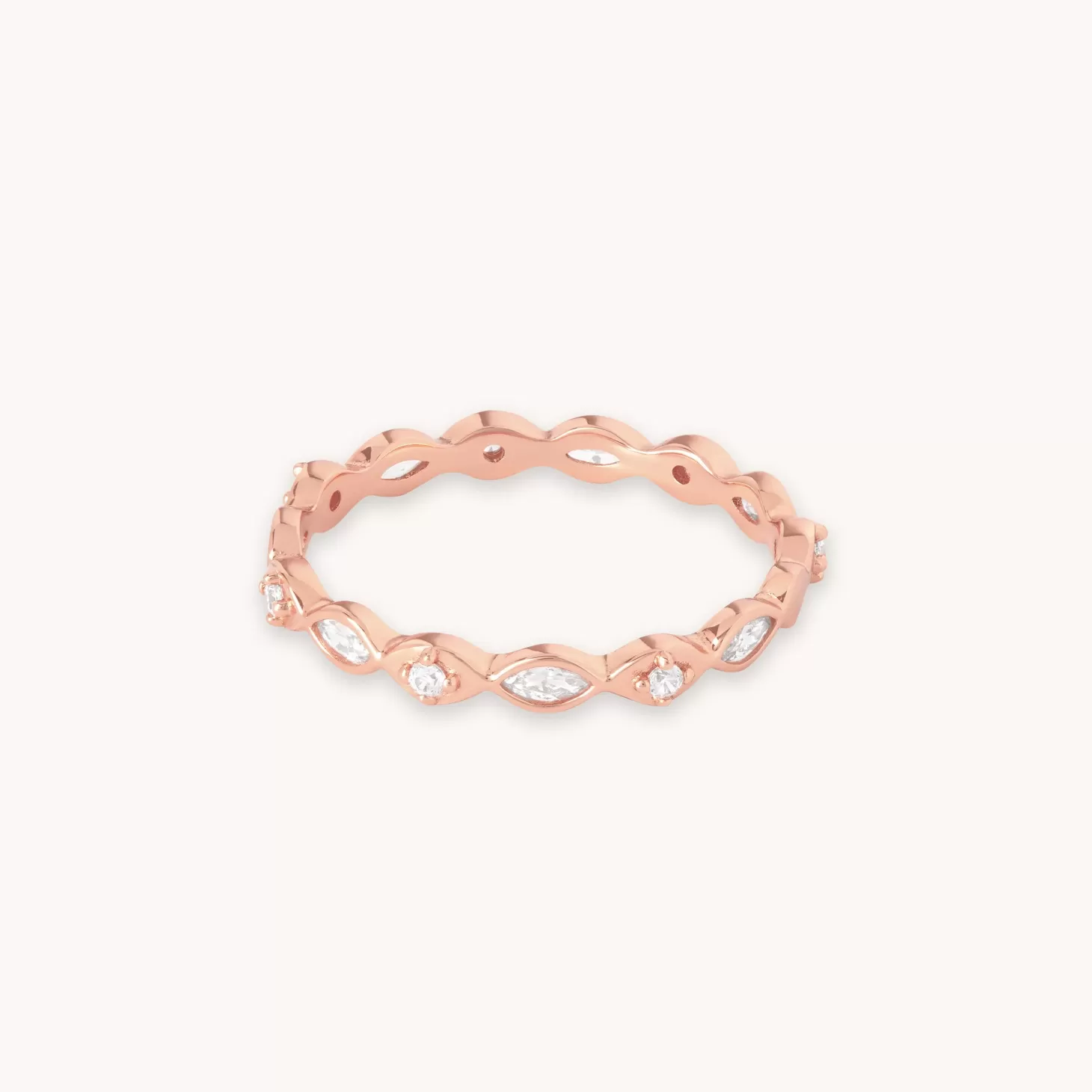 Astrid & Miyu Navette Crystal Band Ring In Rose Gold 18K Rose Gold Plated Sterling Silver Store