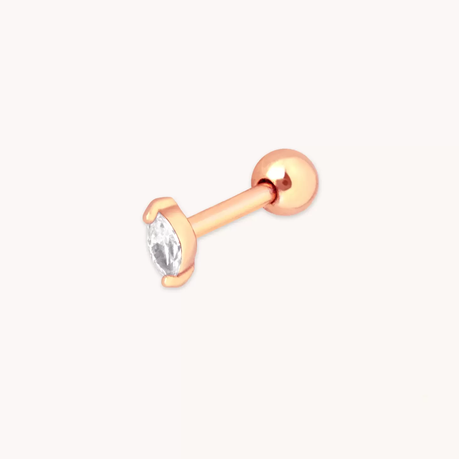 Astrid & Miyu Navette Crystal Barbell In Rose Gold 18K Rose Gold Plated Sterling Silver Best