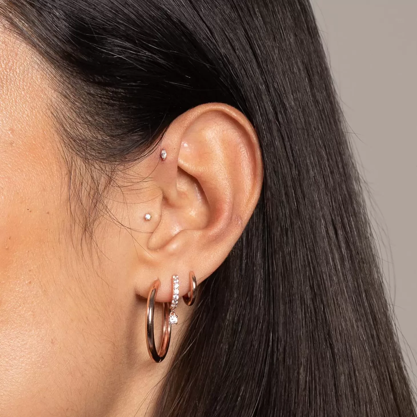 Astrid & Miyu Navette Crystal Barbell In Rose Gold 18K Rose Gold Plated Sterling Silver Best