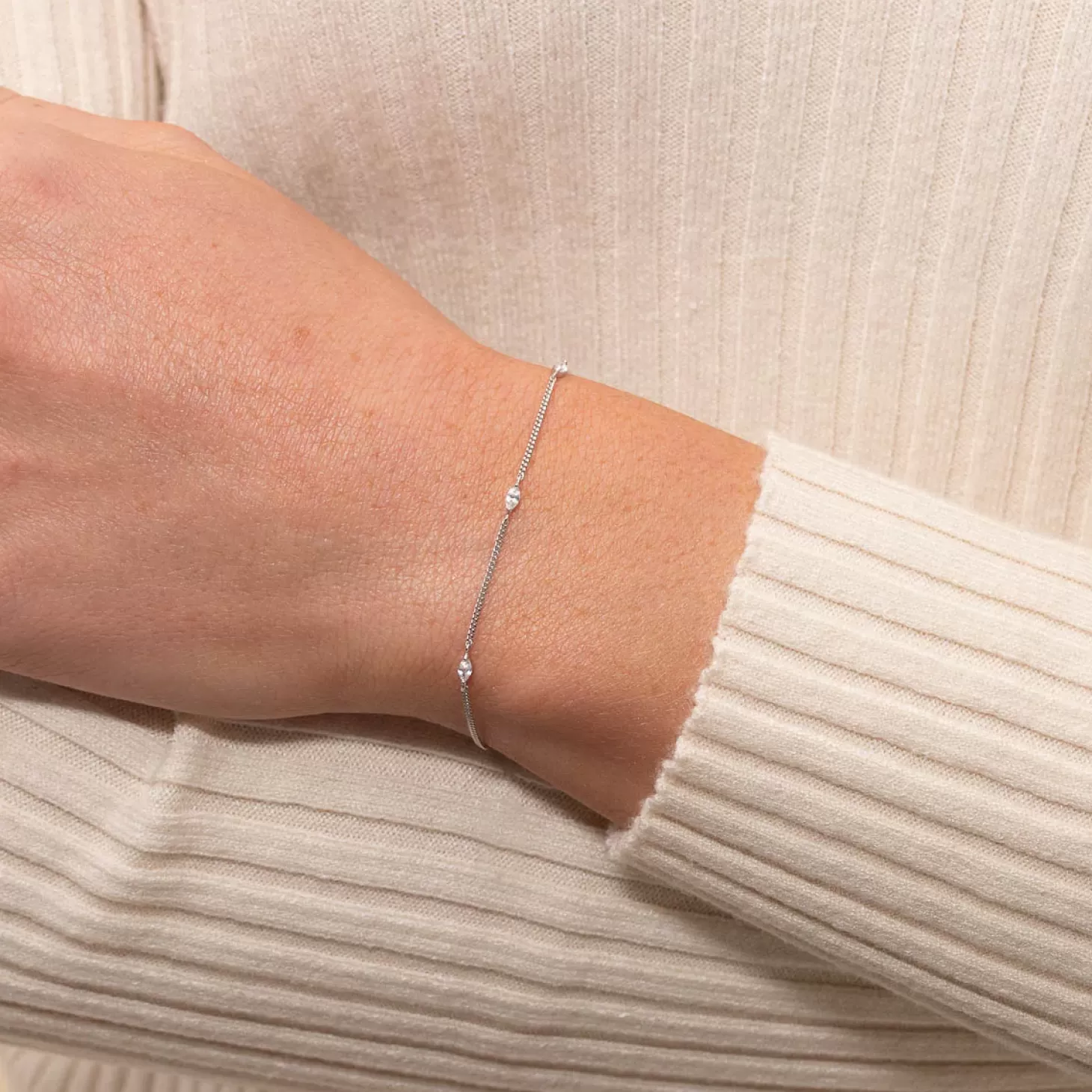 Astrid & Miyu Navette Crystal Bracelet In Silver Rhodium Plated Sterling Silver Shop