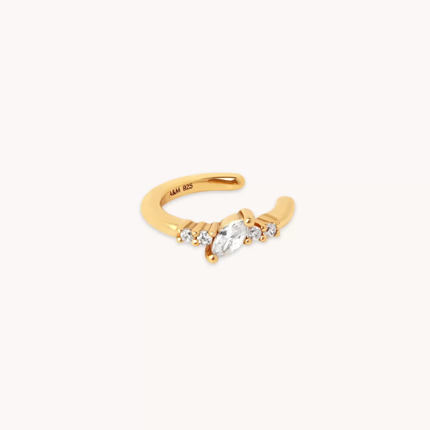 Astrid & Miyu Navette Crystal Ear Cuff In Gold 18K Gold Plated Sterling Silver Discount