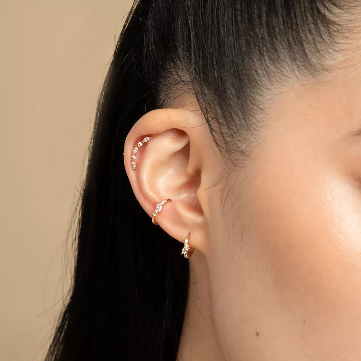 Astrid & Miyu Navette Crystal Ear Cuff In Gold 18K Gold Plated Sterling Silver Discount