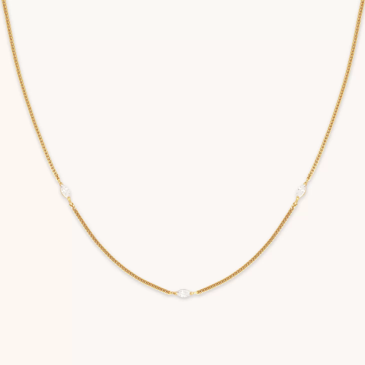 Astrid & Miyu Navette Crystal Necklace In Gold 18K Gold Plated Sterling Silver Online