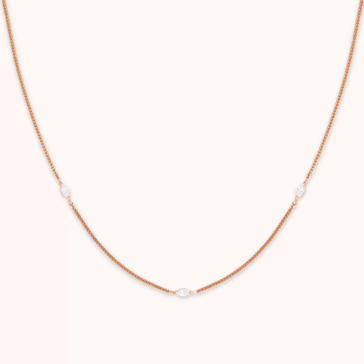 Astrid & Miyu Navette Crystal Necklace In Rose Gold 18K Rose Gold Plated Sterling Silver Sale