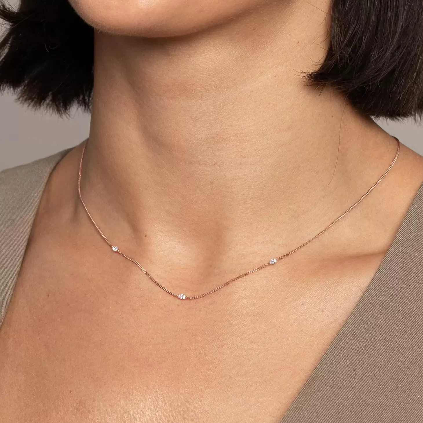 Astrid & Miyu Navette Crystal Necklace In Rose Gold 18K Rose Gold Plated Sterling Silver Sale