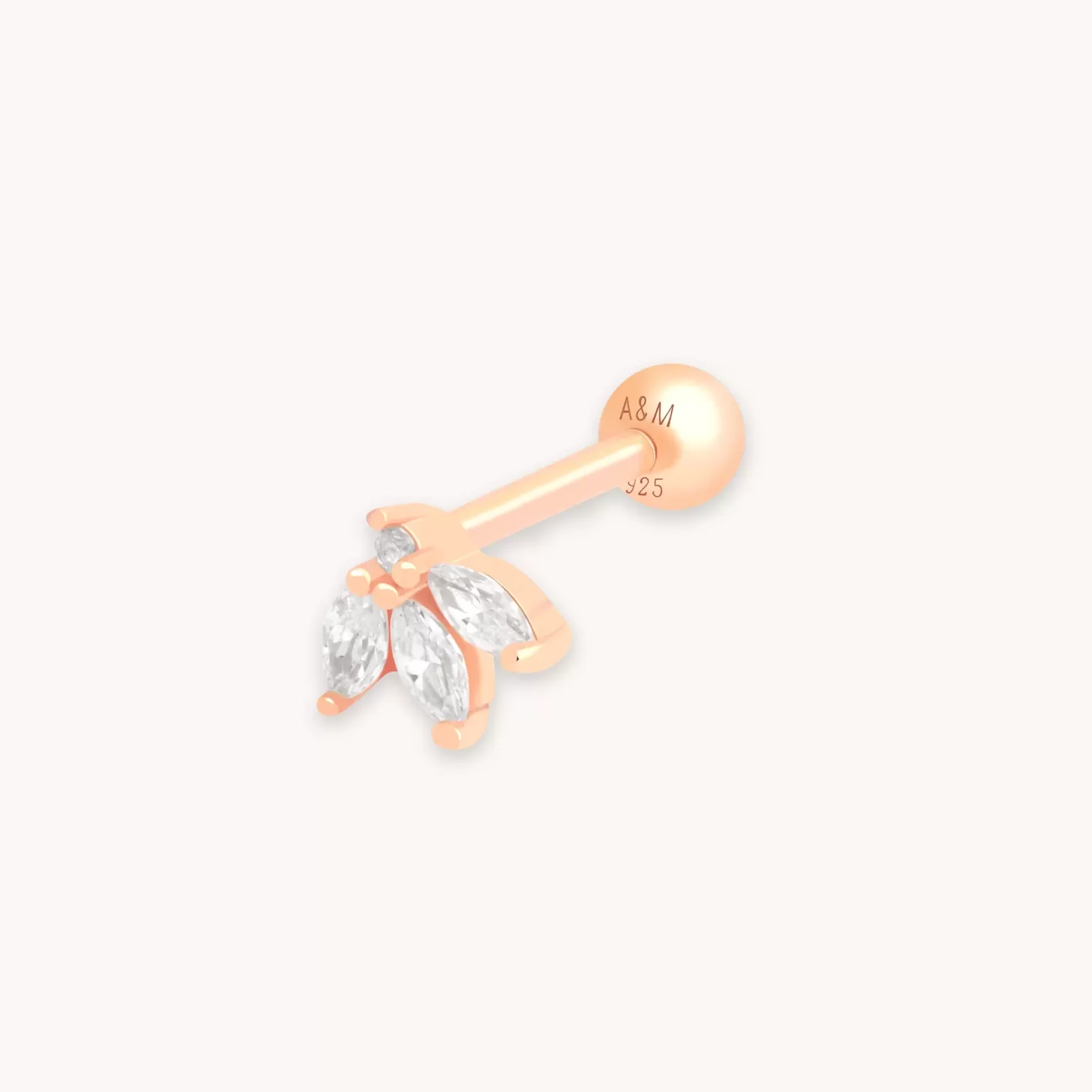 Astrid & Miyu Navette Fan Barbell Earring In Rose Gold 18K Rose Gold Plated Sterling Silver Shop