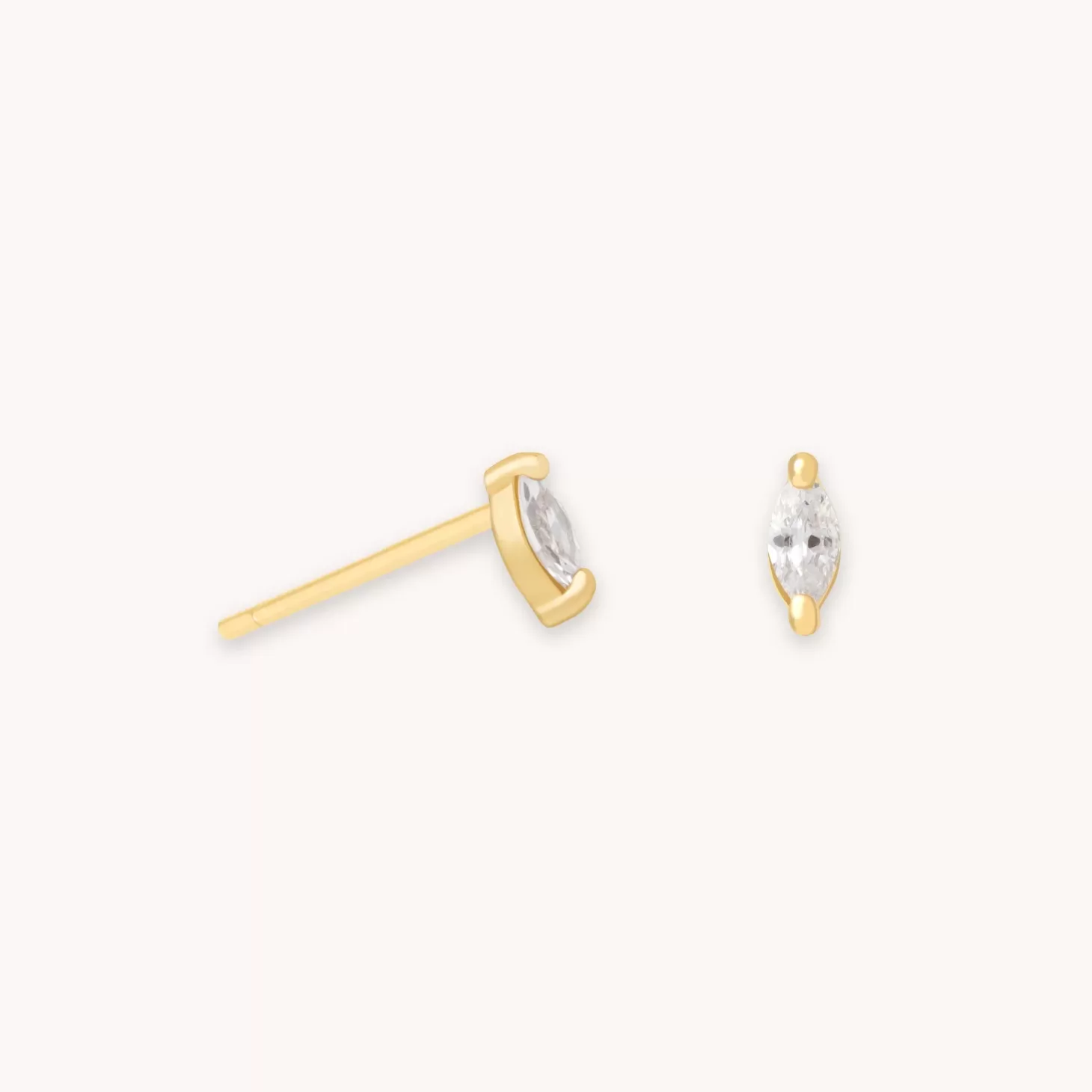 Astrid & Miyu Navette Gem Stud Earrings In Gold 18K Gold Plated Sterling Silver Shop