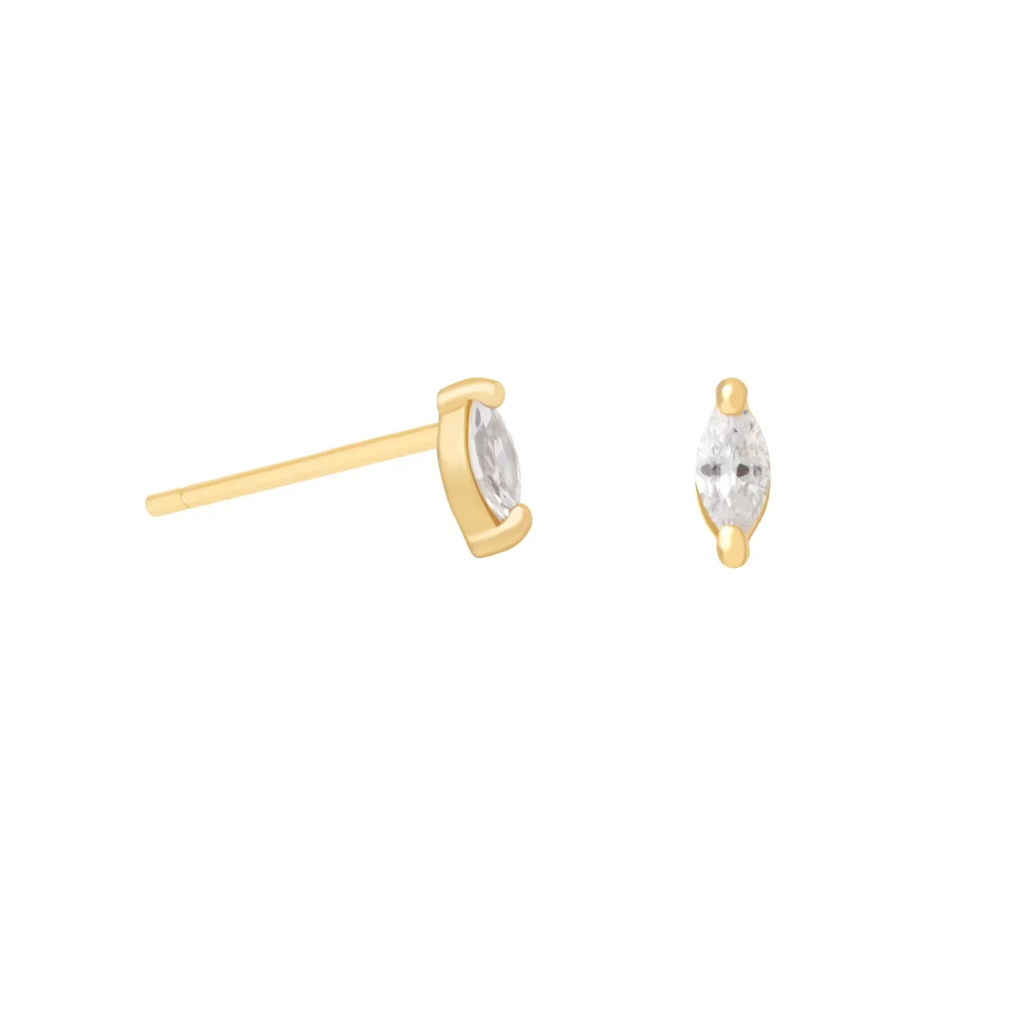 Astrid & Miyu Navette Gem Stud Earrings In Gold 18K Gold Plated Sterling Silver Shop