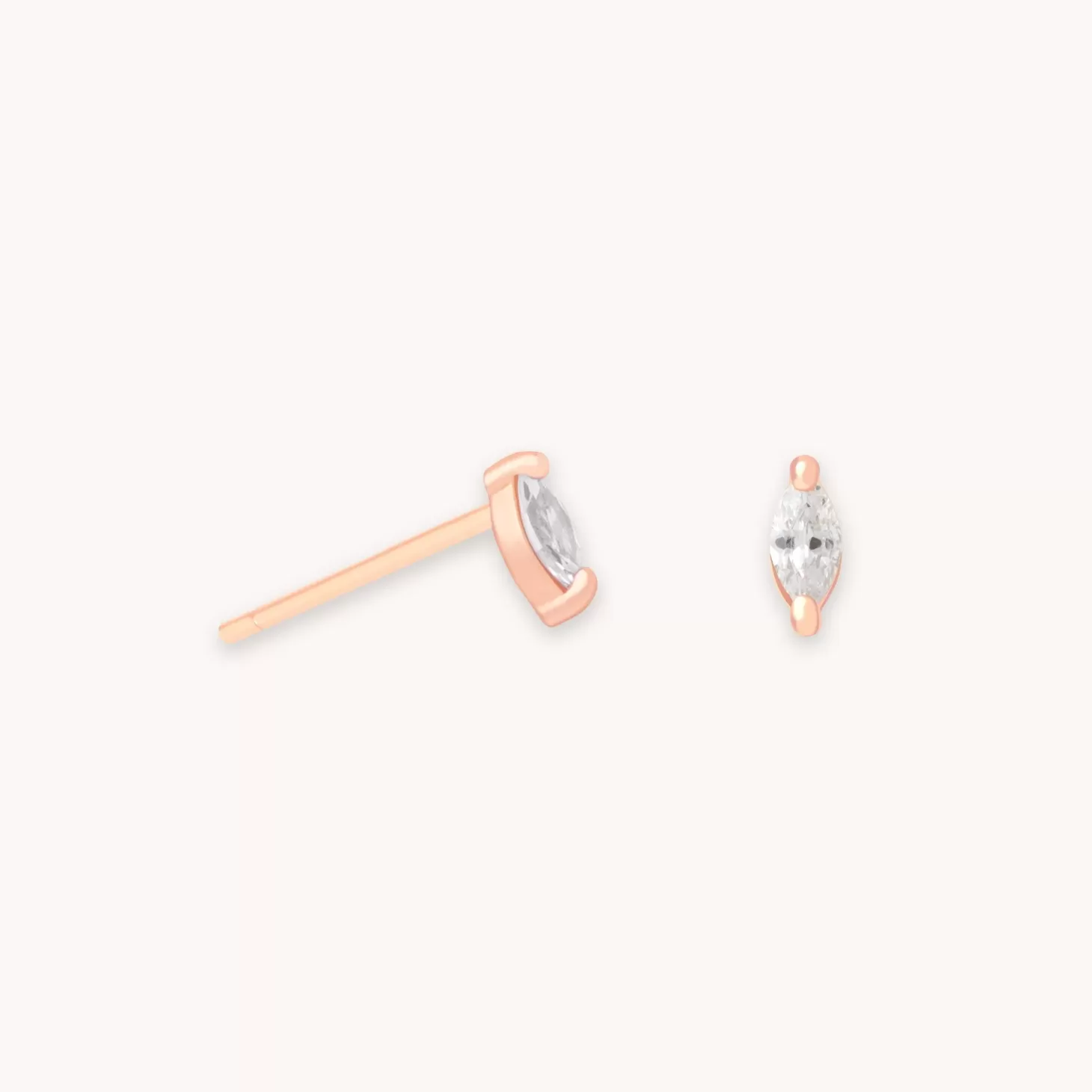 Astrid & Miyu Navette Gem Stud Earrings In Rose Gold 18K Rose Gold Plated Sterling Silver Best