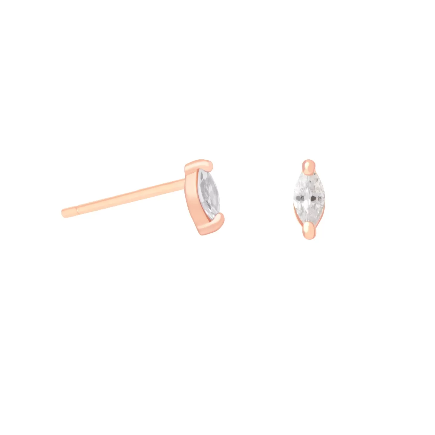 Astrid & Miyu Navette Gem Stud Earrings In Rose Gold 18K Rose Gold Plated Sterling Silver Best