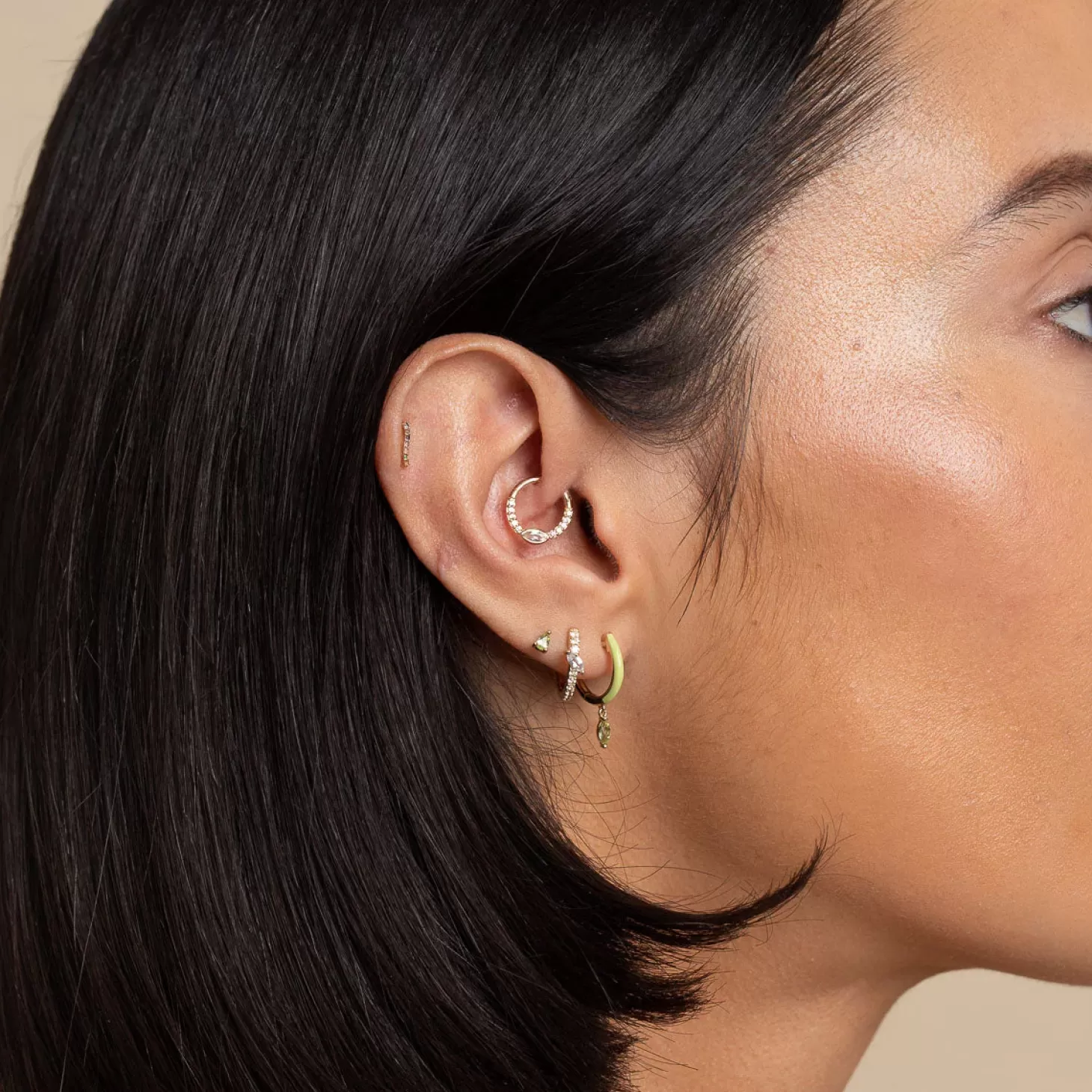 Astrid & Miyu Navette Topaz Daith Hoop In Solid Gold 14K Gold Shop