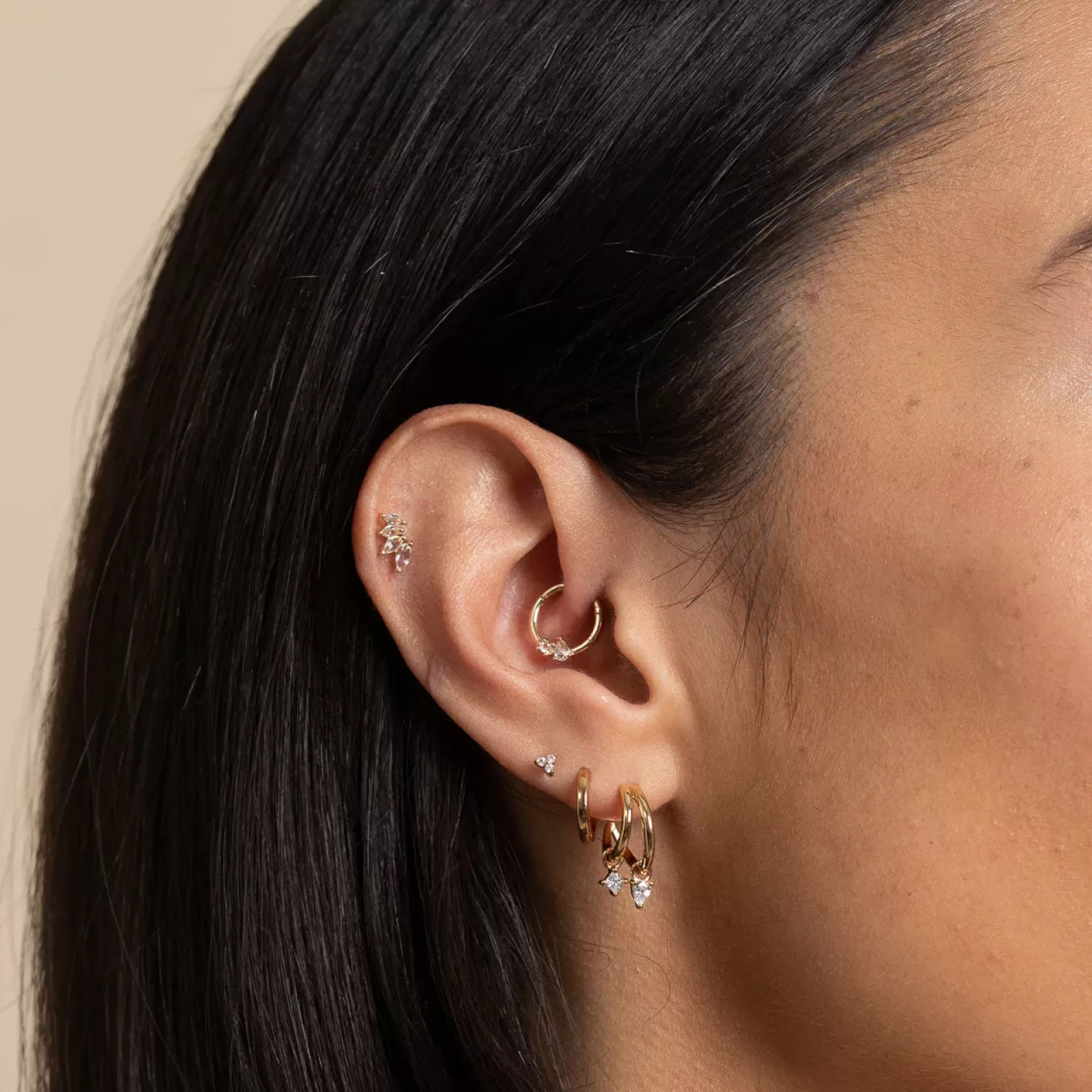 Astrid & Miyu Navette Topaz Fan Stud In Solid Gold 14K Gold Store