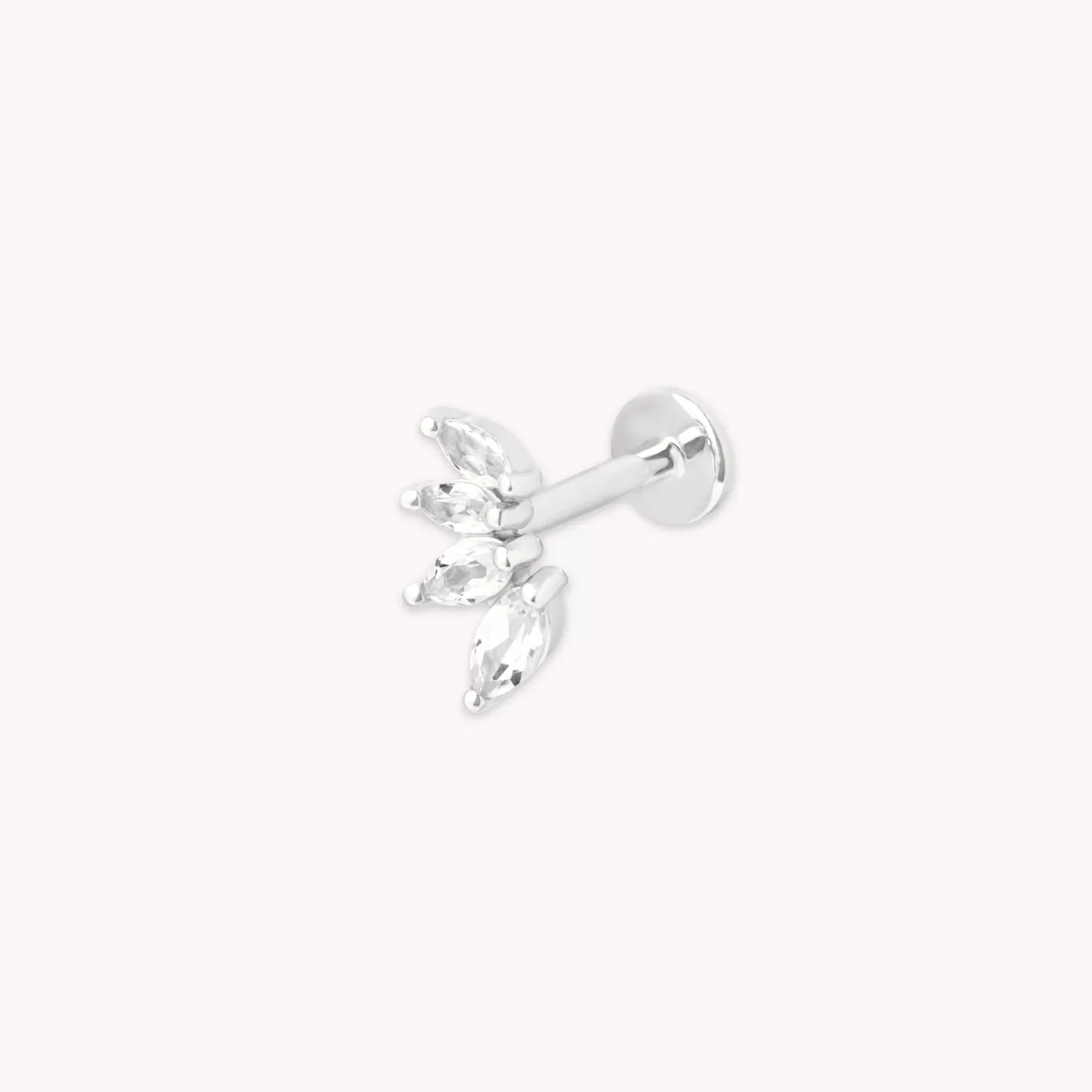 Astrid & Miyu Navette Topaz Fan Stud In Solid White Gold 14K White Gold Sale