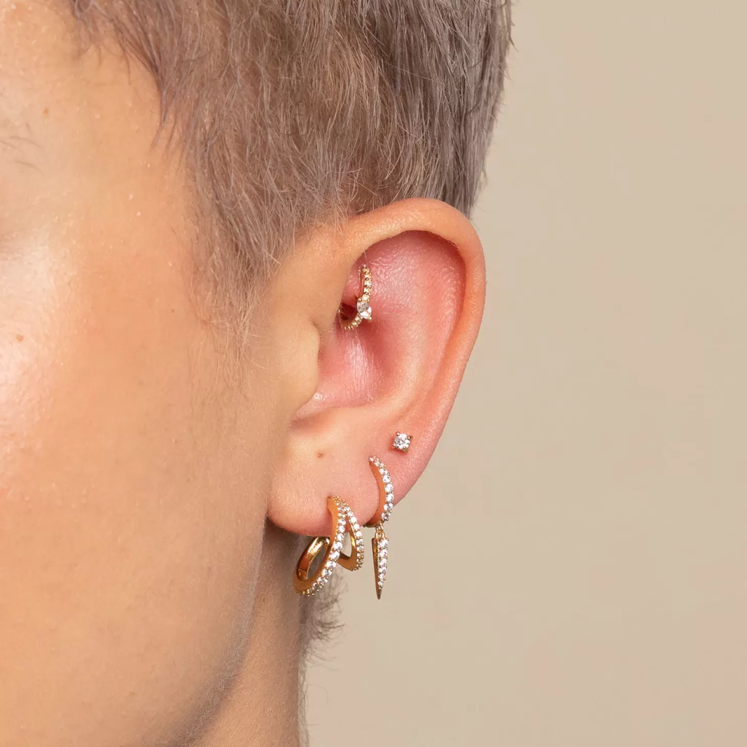 Astrid & Miyu Navette Topaz Rook Hoop In Solid Gold 14K Gold Fashion
